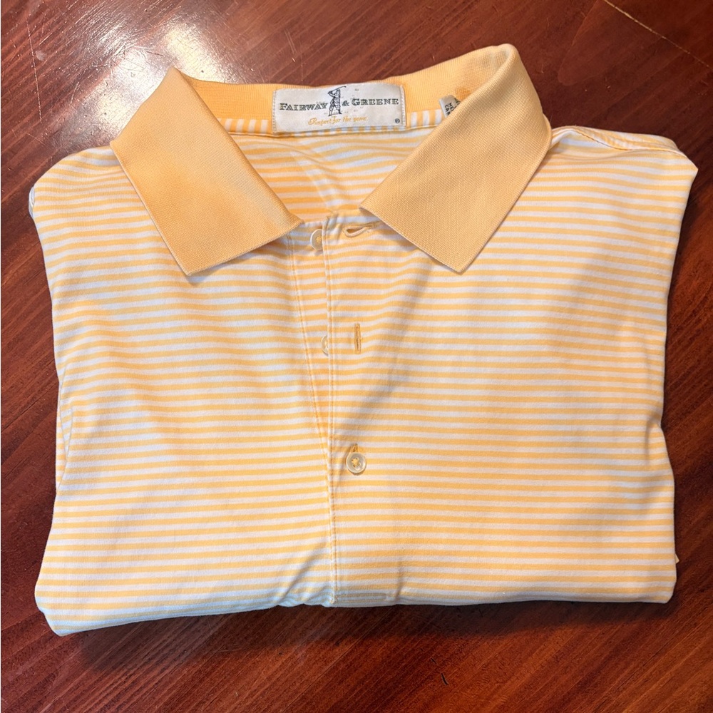 Fairway and Greene Men's Yellow Striped Polo Shirt - Picture 3 of 4